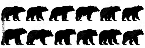 Bear silhouettes set, large pack of vector silhouette design, isolated white background