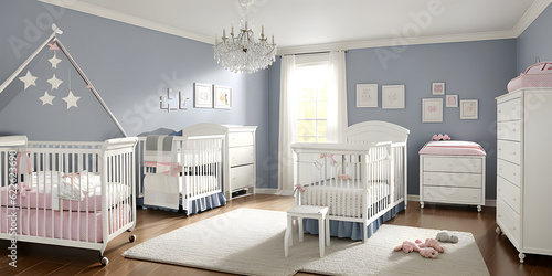 Indoor interior children baby bedroom by modern furniture decoration