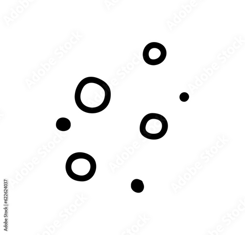 Vector abstract hand drawn cute texture cartoony round circles expression sign doodle dots Pattern. To fill a void in a drawing. movement curve directional emoticon effects design elements