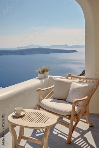 Modern architecture and design of a designer villa, balcony with sea view in a Mediterranean landscape © aboutmomentsimages