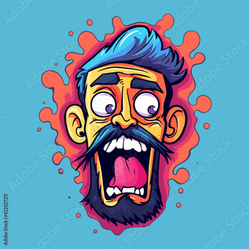 Funny face of a man. creative illustration, sticker design