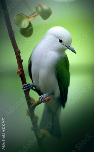 portrait of beautiful little white bird, generative ai