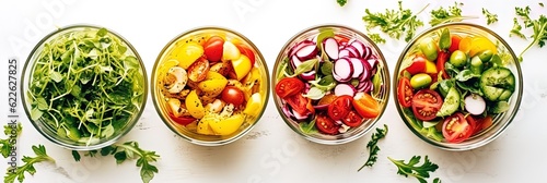 salads in the glass bowl