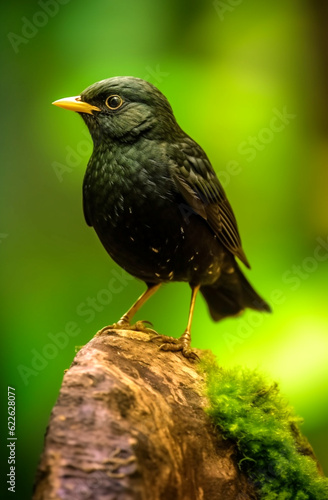 beautiful little blackbird portrait, generative ai