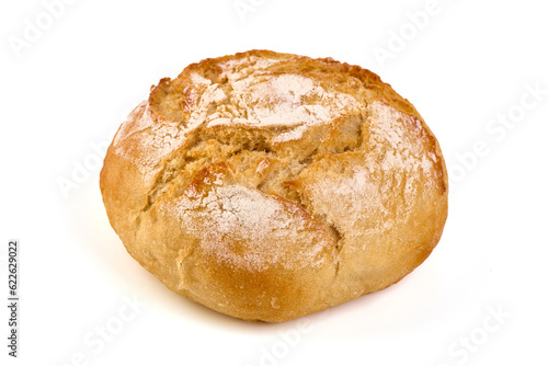 Canvas Print Crusty round bread rolls, isolated on white background.