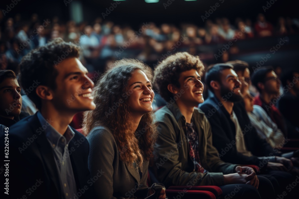 People in the Cinema smiling, Immersed in a Movie People in the Cinema smiling, Immersed in a Movie
