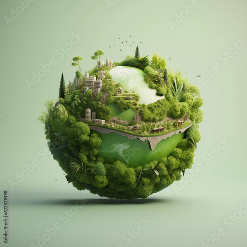 World environment day concept, Small green world, photo use for save world, Green ecology concept illustration, advertising, poster, cover, Generative ai.