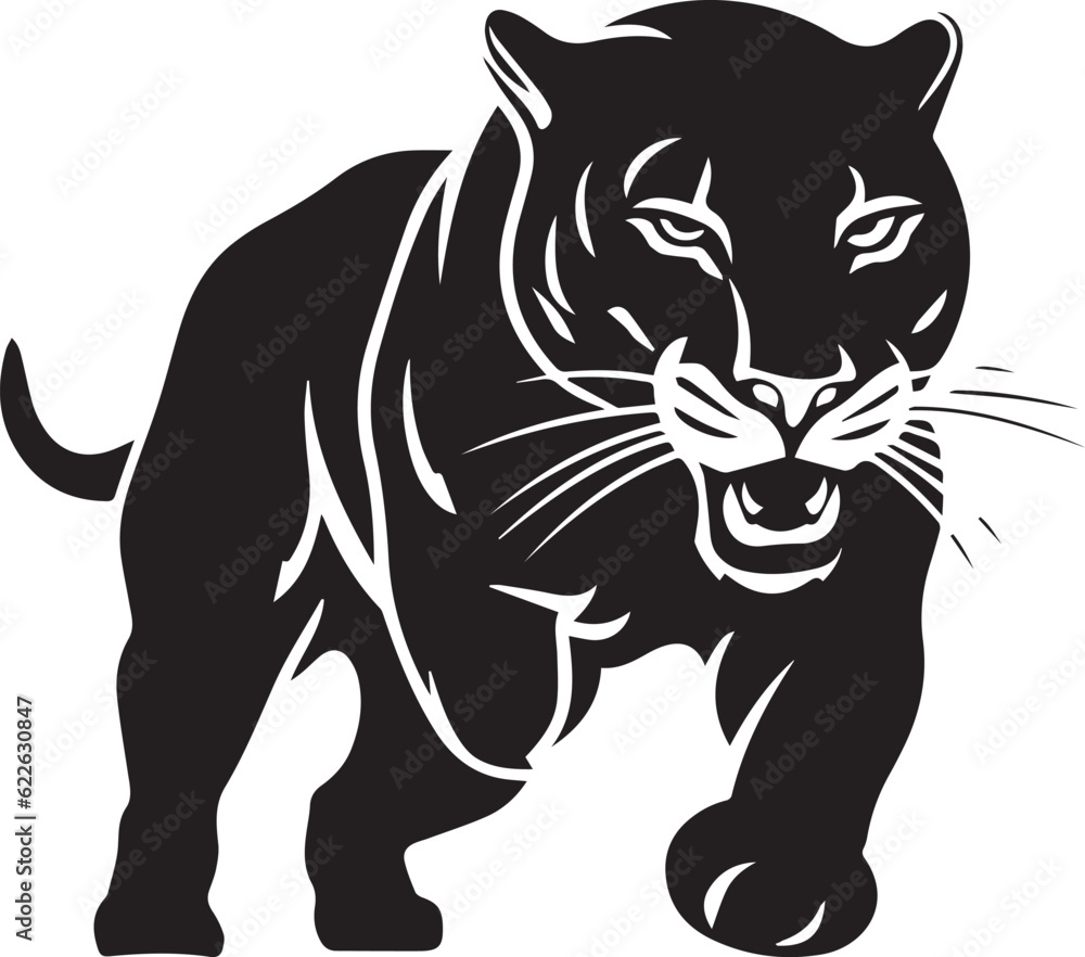 Panther Black And White, Vector Template Set for Cutting and Printing