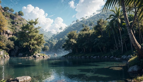 The Crucial Role of Rivers, Scenery, Biodiversity, and Forest Abundance AI generated. © slumart