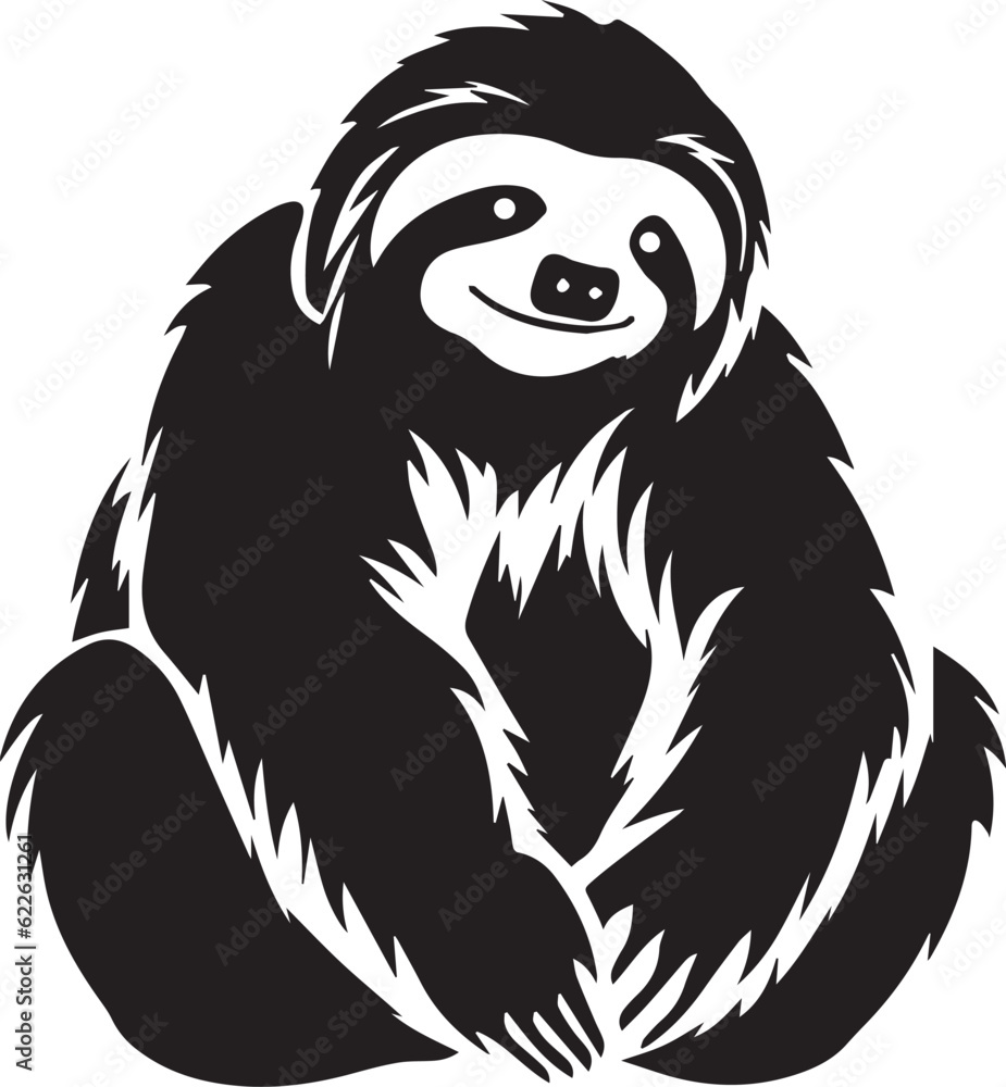 Sloth Black And White, Vector Template Set for Cutting and Printing Sloth Black And White, Vector Template Set for Cutting and Printing
