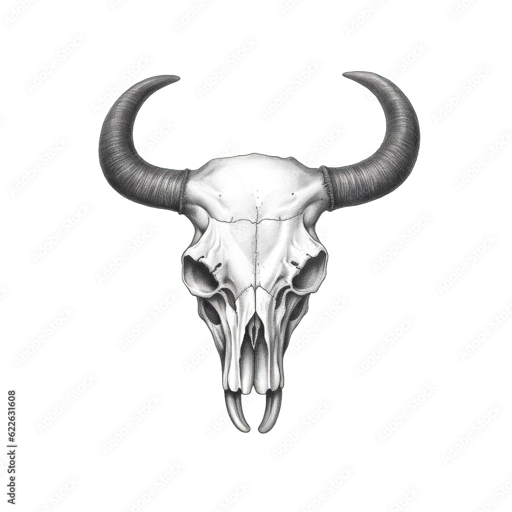 Fototapeta premium bone skull cow horn ai generated
