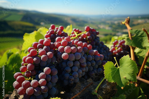 Bright Crowd Of Dark Red Grapes On A Plantation Created With The Help Of Artificial Intelligence