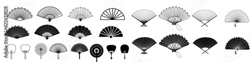 Hand fan icon vector set. Fan illustration sign collection. Hot symbol or logo. photo