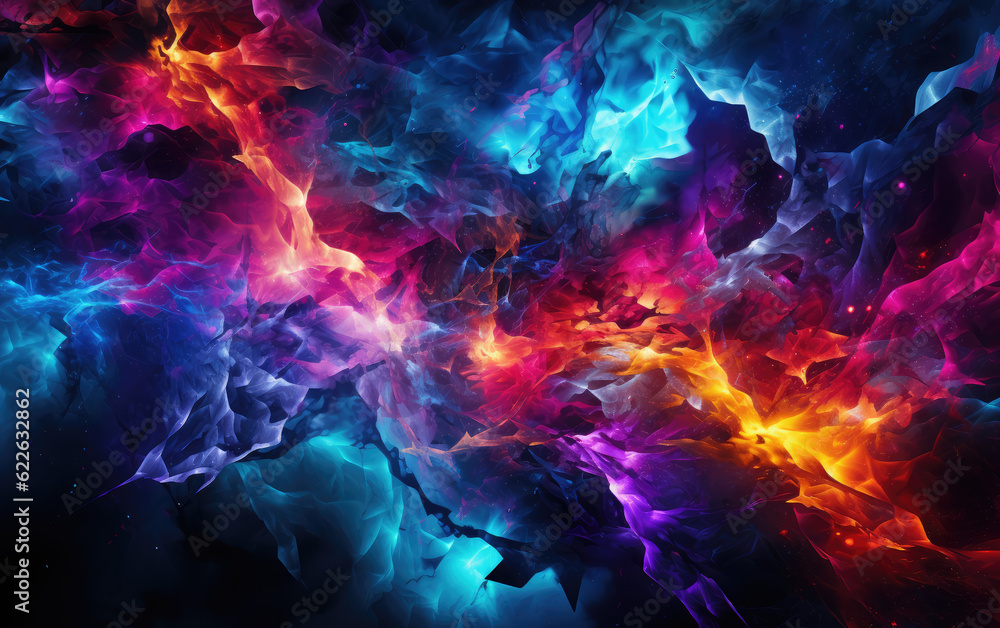 Fototapeta premium Digital artwork that explores the interplay between electric textures and cosmic elements AI Generative