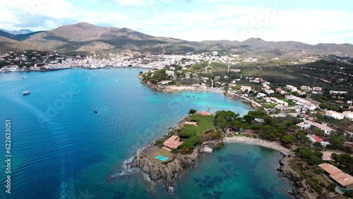 Aerial view of Port Lligat Cadaques Casa Dali and the Mediterranean Sea in Catalonia photo