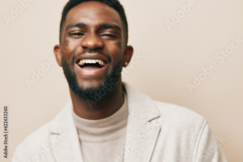 guy man trendy african american portrait african teeth beige american young black background