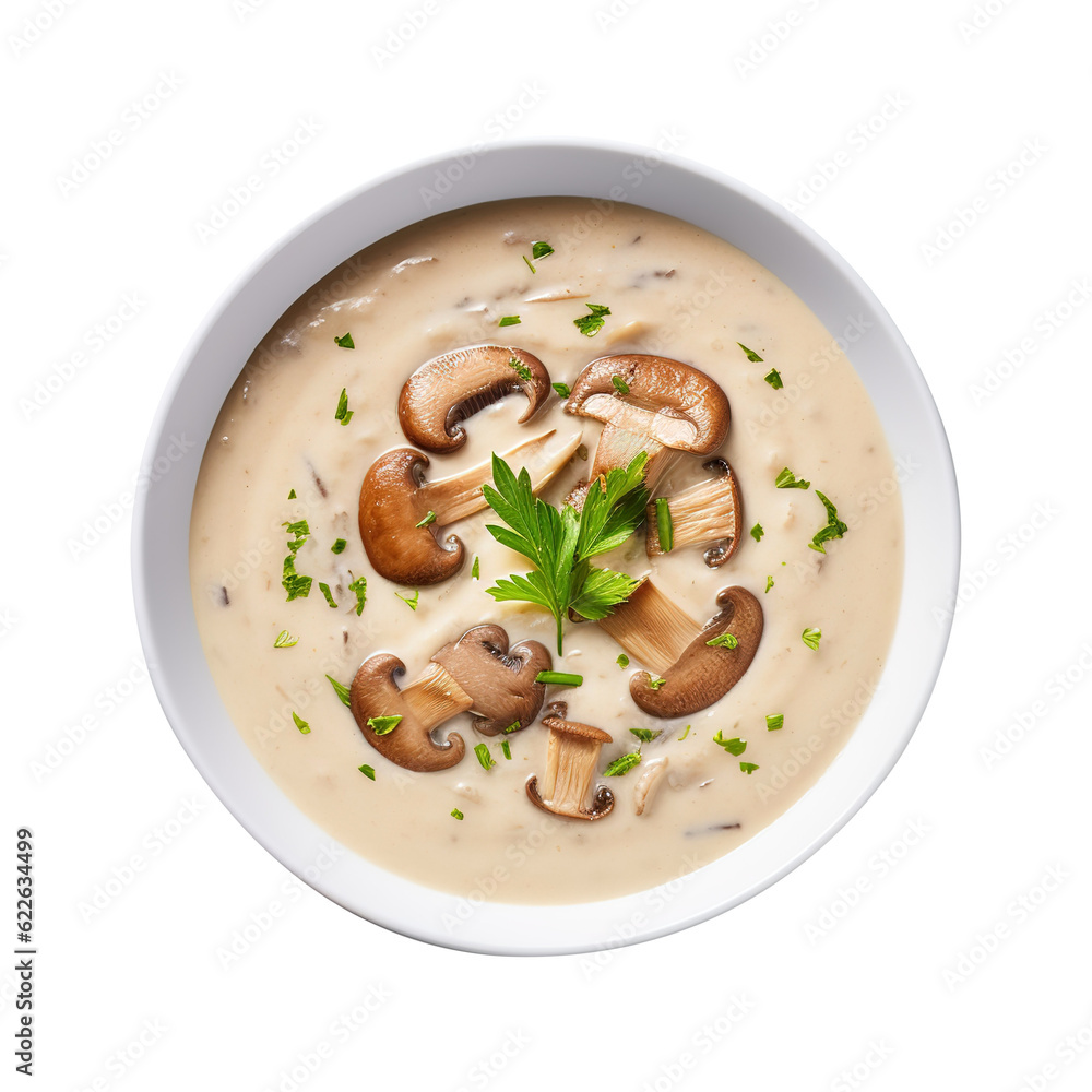 Delicious cream Bowl of mushroom soup on transparent background Remove png created with Generative AI, Clipping Path Delicious cream Bowl of mushroom soup on transparent background Remove png created with Generative AI, Clipping Path