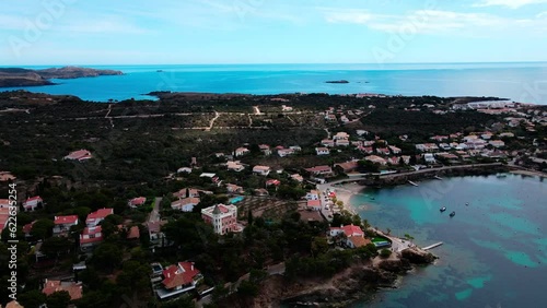 Aerial view of Port Lligat Cadaques Casa Dali and the Mediterranean Sea in Catalonia photo