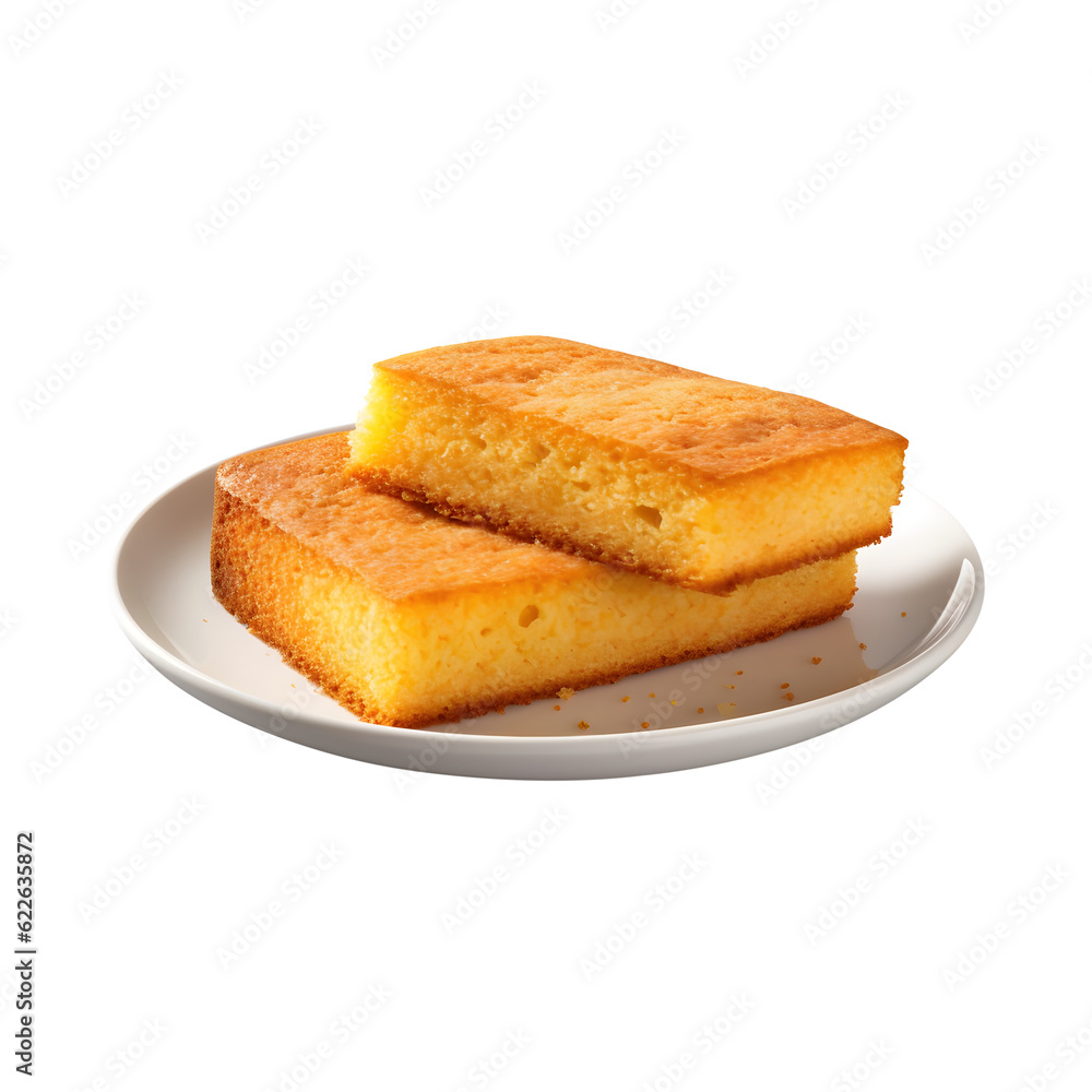 cornbread served on a beautiful plate, transparent png food