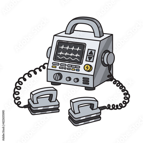 defibrillator device tool schematic vector illustration. Medical science educational illustration