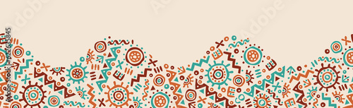 Photographie Hand drawn abstract seamless pattern, ethnic background, simple style - great fo