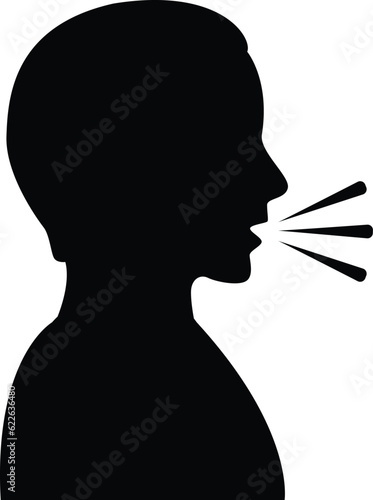 Speak icon, talk or talking person sign