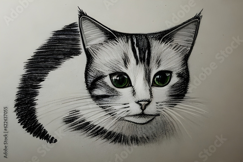 Wallpaper Mural Portrait of a cat, drawing a cat, struggling cat in the city Torontodigital.ca