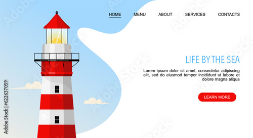 Life by the sea Landing web page with lighthouse