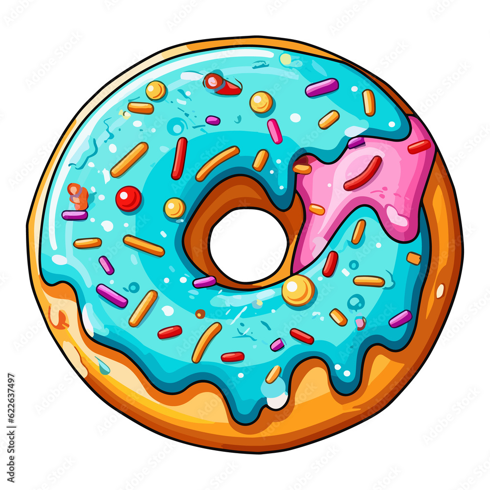 vanilla sprinkle donut sticker. Transparent background. Generative Ai vanilla sprinkle donut sticker. Transparent background. Generative Ai