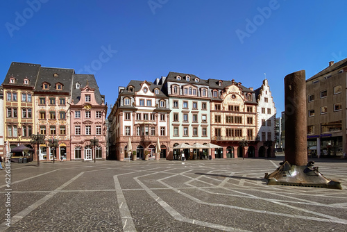 Market square with market houses in Mainz  Germany
