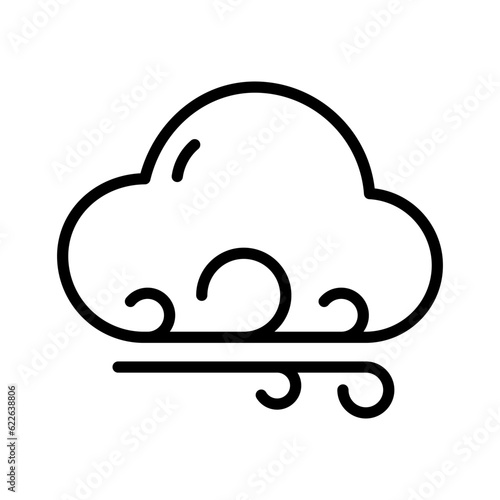 Wind Sign Black Thin Line Icon Set Include of Storm, Wave, Flowing and Swirl. Vector illustration of Icons