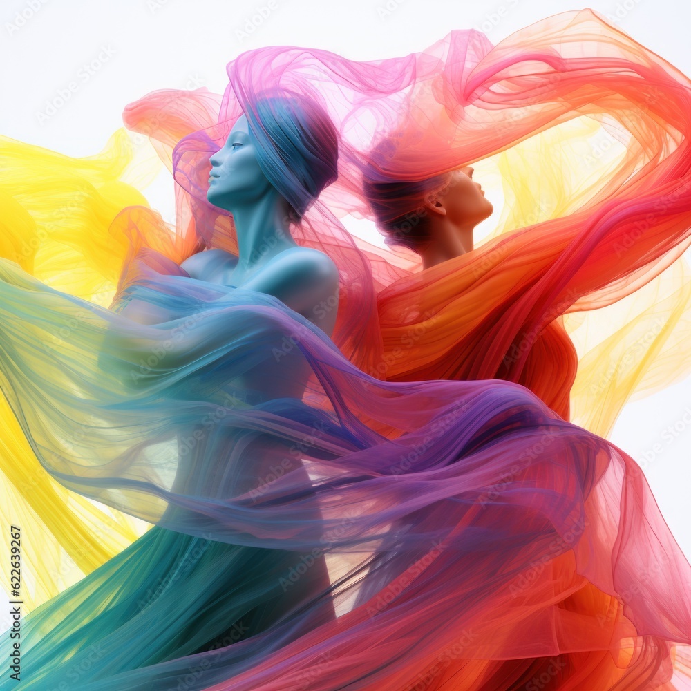 abstract dancing couple on a white background, generative AI abstract dancing couple on a white background, generative AI