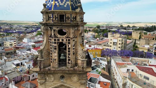 Aerial view of The Tower of The Church of Saint Michael in Jerez de la Frontera photo