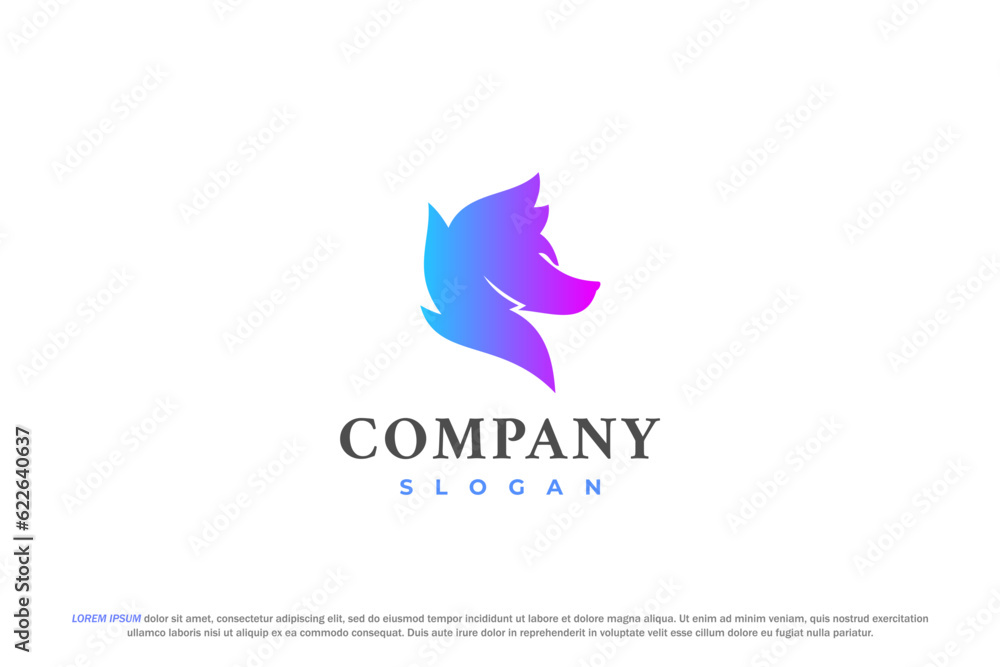 logo fox neon silhouette animal head abstract modern simple minimal
