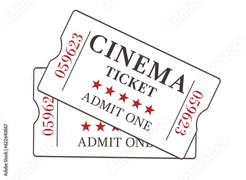 Cinema ticket icon vector illustration in the flat style.Two retro tickets stub on a white background.