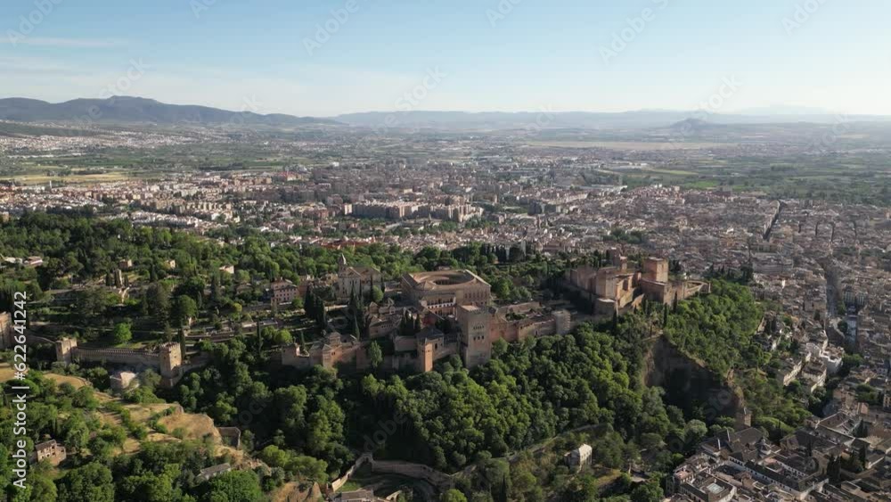 Drone view of The Alhambra, a palace and fortress complex in Granada, Spain Drone view of The Alhambra, a palace and fortress complex in Granada, Spain