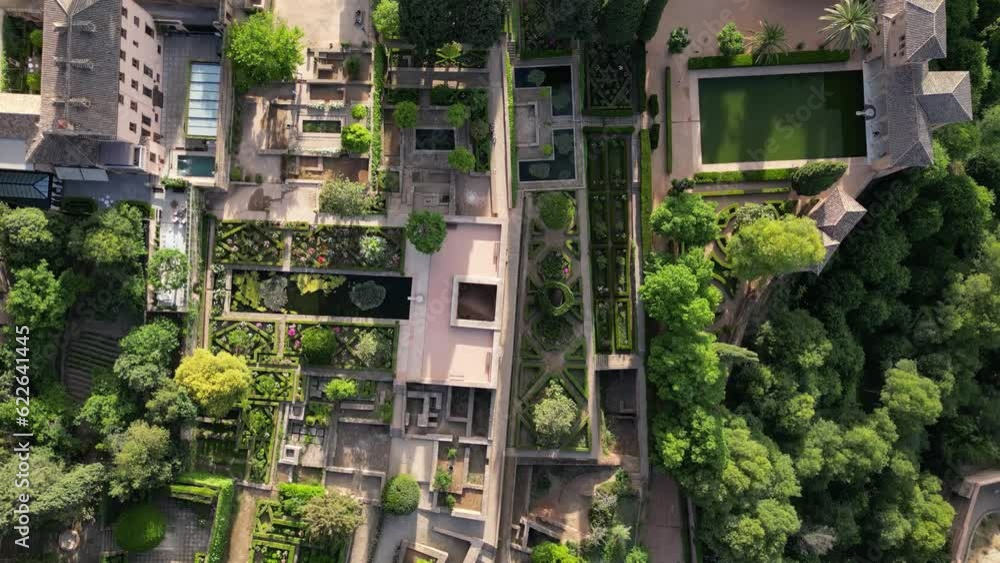 Aerial view of Jardines del Partal (The Garden of Partal) in Alhambra, Granada Aerial view of Jardines del Partal (The Garden of Partal) in Alhambra, Granada