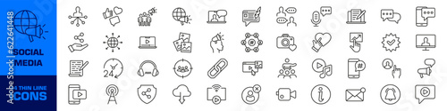 Social media icon set. Social network linear symbol.