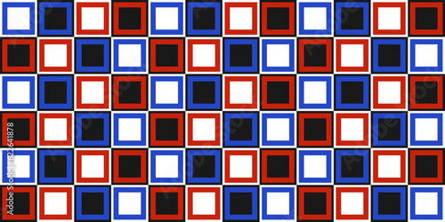 Red and blue checkered pattern. Vector seamless tiling of chess cells. For print, packaging, wallpapers, covers, backgrounds, pillows.