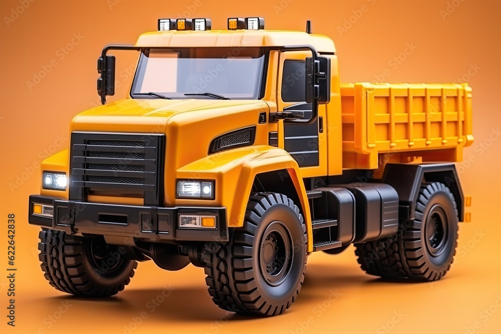 3d illustration construction truck  mining truck  mining machine in orange background