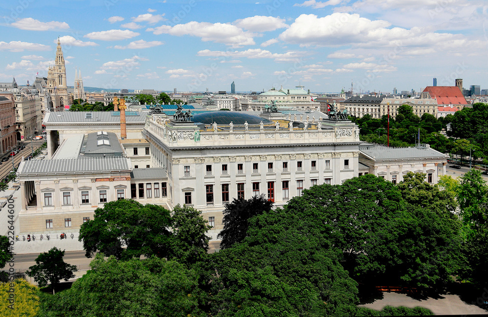 Parlament Wien von Oben, Panorama, neue Kuppel