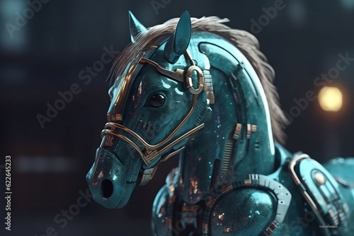 Portrait of a futuristic robot horse. Generative AI