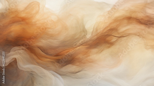Obraz na plátně Generative AI image of abstract brown smoke movement backdrop: Rich earthy swirls of sepia and chestnut intertwine, evoking a grounding and organic ambiance, reminiscent of nature's warm embrace