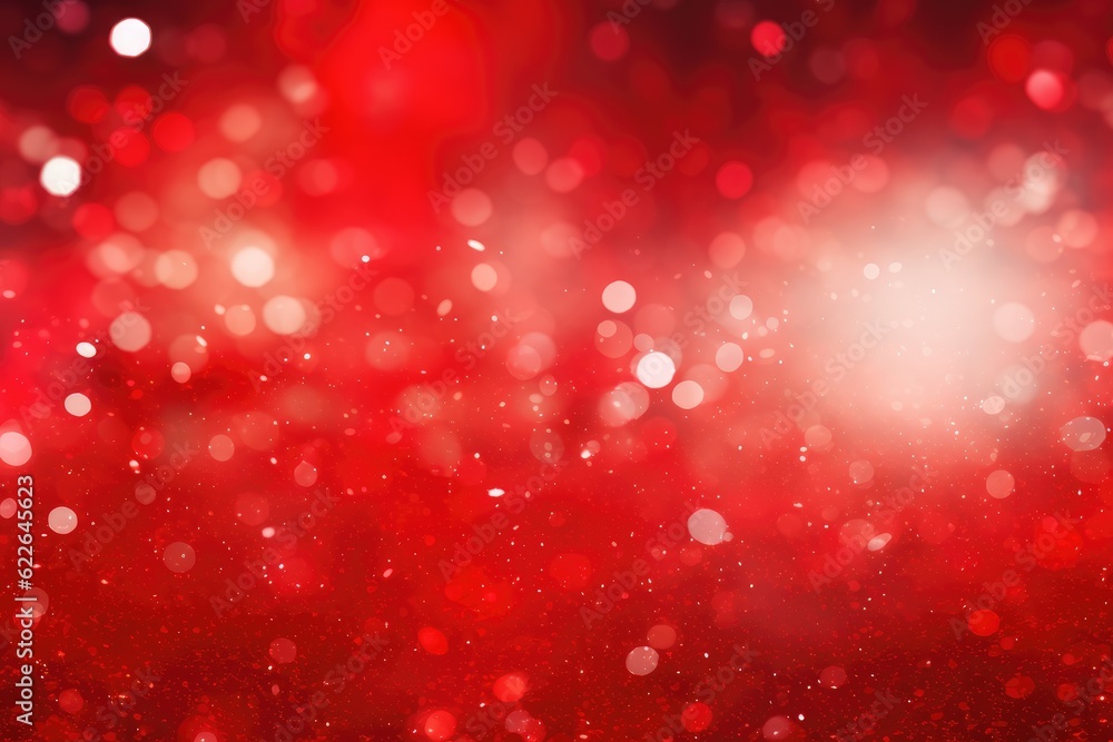 Red Christmas background with a beautiful glitter bokeh. Generative AI Red Christmas background with a beautiful glitter bokeh. Generative AI