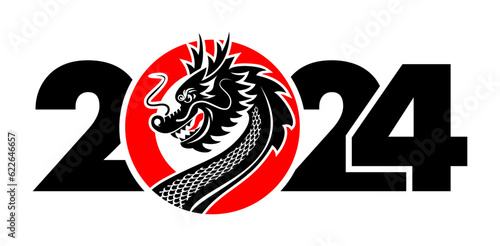 2024 chines dragon year symbol. Vector template for greeting card, poster, invitation 