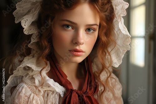 A 19th-century Englishwoman is lost in thought. Generative AI