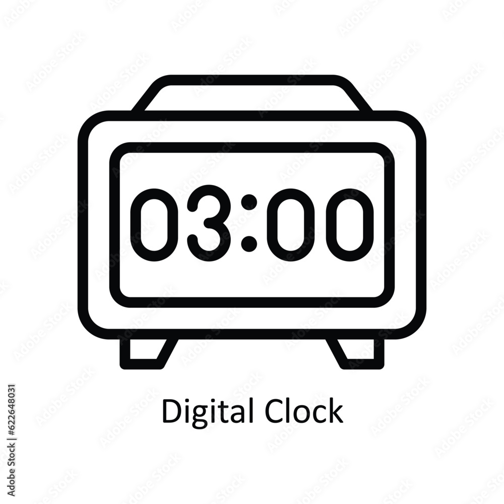 Digital Clock Vector outline Icon Design illustration. Kitchen and home Symbol on White background EPS 10 File Digital Clock Vector outline Icon Design illustration. Kitchen and home Symbol on White background EPS 10 File