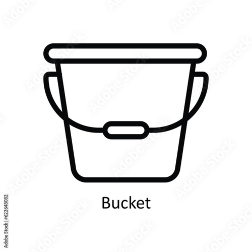 Bucket Vector   outline Icon Design illustration. Kitchen and home  Symbol on White background EPS 10 File