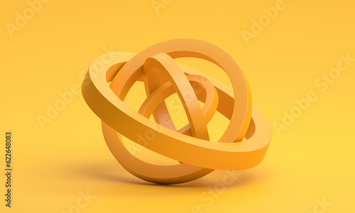 Fototapeta Naklejka Na Ścianę i Meble -  Abstract 3d render, geometric design with yellow rings