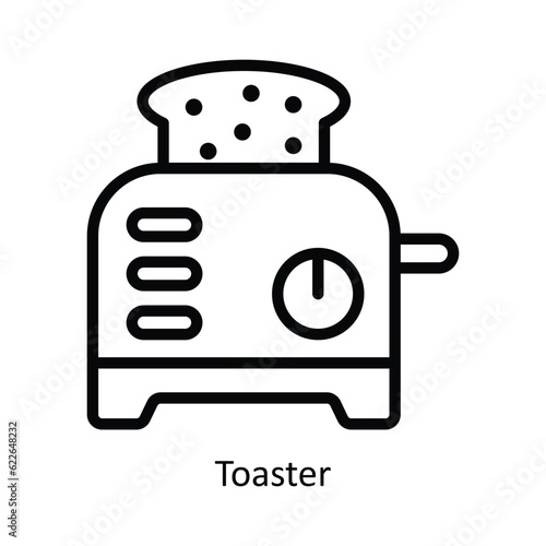 Toaster Vector outline Icon Design illustration. Kitchen and home Symbol on White background EPS 10 File